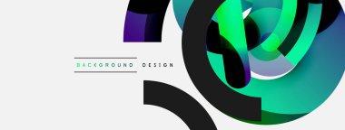 Yuvarlak şekiller daireler ve diğer geometrik şekiller. Duvar kağıdı afişi arkaplan kartı veya iniş sayfası için vektör illüstrasyonu