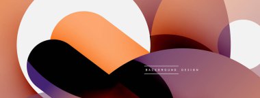 Yuvarlak şekiller daireler ve diğer geometrik şekiller. Duvar kağıdı afişi arkaplan kartı veya iniş sayfası için vektör illüstrasyonu