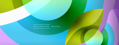 Renkli geometrik şekilli soyut arkaplan. Yuvarlak şekilli, daire ve çizgilerle çok güzel bir arka plan. Geometrik tasarım. Vektör illüstrasyonu