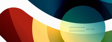 Renkli geometrik şekilli soyut arkaplan. Yuvarlak şekilli, daire ve çizgilerle çok güzel bir arka plan. Geometrik tasarım. Vektör illüstrasyonu