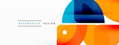 Renkli minimetrik geometrik soyut arkaplan. Yuvarlak elementlerle üçgen şekli, daireler. Duvar kağıdı, afiş, arkaplan veya iniş için moda tekno iş şablonu