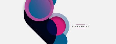 Yaratıcı geometrik duvar kağıdı. Asgari soyut arkaplan. Duvar kağıdı arkaplanı veya iniş sayfası için daire bileşimi vektör çizimi