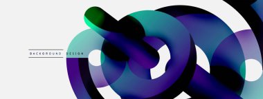 Yuvarlak şekiller daireler ve diğer geometrik şekiller. Duvar kağıdı afişi arkaplan kartı veya iniş sayfası için vektör illüstrasyonu