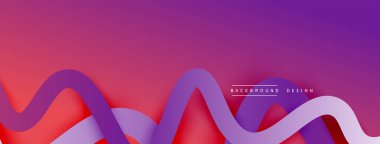 Gölge efektli dalga çizgisi olan soyut gradyan arkaplan. Geometrik bileşim. 3B gölge efektleri ve sıvı eğimleri