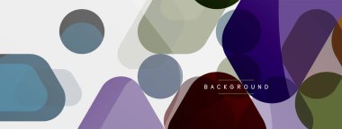 Beyaz üzerine renkli baloncuklar ve yuvarlak geometrik şekiller. Duvar kağıdı, pankart, arkaplan, iniş sayfası için vektör geometrik asgari özet arkaplan