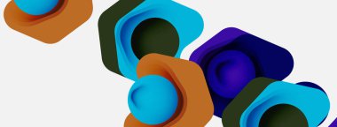 Beyaz arka planda renkli ok şekilleri. Minimum geometrik soyut arkaplan. Duvar kağıdı afişi veya iniş sayfası için vektör illüstrasyonu