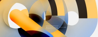 Yuvarlak şekiller daireler ve diğer geometrik şekiller. Duvar kağıdı afişi arkaplan kartı veya iniş sayfası için vektör illüstrasyonu