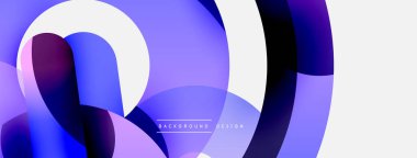 Yuvarlak şekiller daireler ve diğer geometrik şekiller. Duvar kağıdı afişi arkaplan kartı veya iniş sayfası için vektör illüstrasyonu