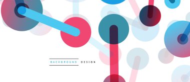 Çizgi noktaları geometrik soyut arkaplan bağlantıları. Çizgilerle birbirine bağlı çemberler. Duvar kağıdı, afiş, arkaplan veya iniş için moda tekno iş şablonu