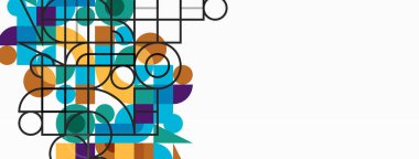 Minimum geometrik soyut arkaplan. Çember kare ve üçgen tasarım. Duvar kağıdı, afiş, arkaplan veya iniş için moda tekno iş şablonu