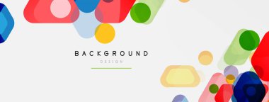 Beyaz üzerine renkli baloncuklar ve yuvarlak geometrik şekiller. Duvar kağıdı, pankart, arkaplan, iniş sayfası için vektör geometrik asgari özet arkaplan