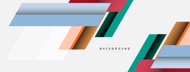 Vektör arkaplanı. Gölge efektli soyut örtüşen renk çizgileri tasarımı. Duvar kağıdı afişi için resim arkaplanı veya iniş sayfası