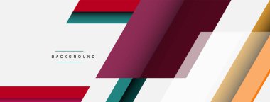 Vektör arkaplanı. Gölge efektli soyut örtüşen renk çizgileri tasarımı. Duvar kağıdı afişi için resim arkaplanı veya iniş sayfası