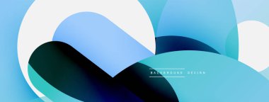 Yuvarlak şekiller daireler ve diğer geometrik şekiller. Duvar kağıdı afişi arkaplan kartı veya iniş sayfası için vektör illüstrasyonu