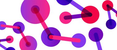 Çizgi noktaları geometrik soyut arkaplan bağlantıları. Çizgilerle birbirine bağlı çemberler. Duvar kağıdı, afiş, arkaplan veya iniş için moda tekno iş şablonu