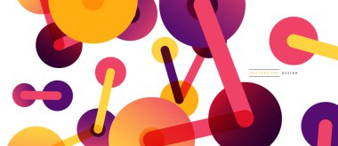 Çizgi noktaları geometrik soyut arkaplan bağlantıları. Çizgilerle birbirine bağlı çemberler. Duvar kağıdı, afiş, arkaplan veya iniş için moda tekno iş şablonu