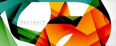 Geometrik soyut arkaplan - beyaz üzerine çok renkli soyut şekiller. Duvar Kağıdı, Sancak, Arkaplan, İniş Sayfası için Vektör İllüstrasyonu