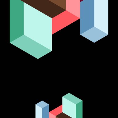 Soyut arkaplan. 3 boyutlu küp, küp elementler ve bloklar. Duvar kağıdı, afiş, arkaplan, iniş sayfası için tekno veya iş konsepti