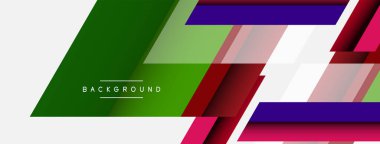 Vektör arkaplanı. Gölge efektli soyut örtüşen renk çizgileri tasarımı. Duvar kağıdı afişi için resim arkaplanı veya iniş sayfası