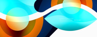 Renkli geometrik şekilli soyut arkaplan. Yuvarlak şekilli, daire ve çizgilerle çok güzel bir arka plan. Geometrik tasarım. Vektör illüstrasyonu