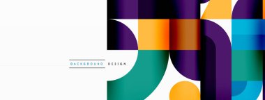 Minimum geometrik soyut arkaplan. Çember kare ve üçgen tasarım. Duvar kağıdı, afiş, arkaplan veya iniş için moda tekno iş şablonu