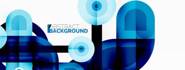 Yaratıcı geometrik duvar kağıdı. Asgari soyut arkaplan. Beyaz arkaplanda parlak renkli geometrik şekiller. Duvar kağıdı, afiş, arkaplan veya iniş için iş şablonu