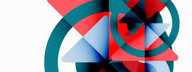 Yaratıcı geometrik duvar kağıdı. Asgari soyut arkaplan. Duvar kağıdı arkaplanı veya iniş sayfası için üçgenler ve daireler kompozisyon vektör çizimi