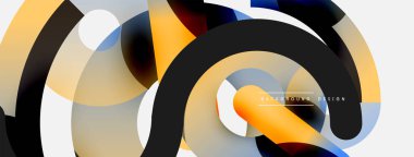 Yuvarlak şekiller daireler ve diğer geometrik şekiller. Duvar kağıdı afişi arkaplan kartı veya iniş sayfası için vektör illüstrasyonu