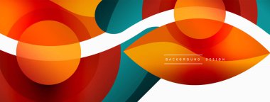 Yaratıcı geometrik duvar kağıdı. Asgari soyut arkaplan. Duvar kağıdı arkaplanı veya iniş sayfası için daire dalga ve yuvarlak şekiller kompozisyon vektör çizimi