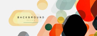 Beyaz üzerine renkli baloncuklar ve yuvarlak geometrik şekiller. Duvar kağıdı, pankart, arkaplan, iniş sayfası için vektör geometrik asgari özet arkaplan