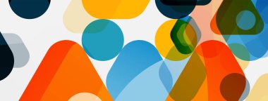 Beyaz üzerine renkli baloncuklar ve yuvarlak geometrik şekiller. Duvar kağıdı, pankart, arkaplan, iniş sayfası için vektör geometrik asgari özet arkaplan