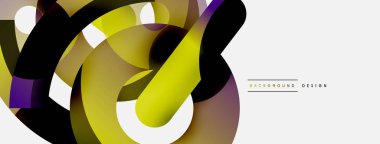 Yuvarlak şekiller daireler ve diğer geometrik şekiller. Duvar kağıdı afişi arkaplan kartı veya iniş sayfası için vektör illüstrasyonu