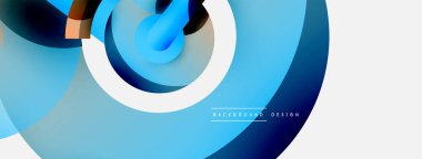 Yuvarlak şekiller daireler ve diğer geometrik şekiller. Duvar kağıdı afişi arkaplan kartı veya iniş sayfası için vektör illüstrasyonu