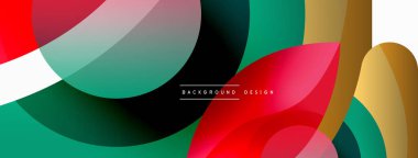 Renkli geometrik şekilli soyut arkaplan. Yuvarlak şekilli, daire ve çizgilerle çok güzel bir arka plan. Geometrik tasarım. Vektör illüstrasyonu