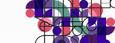 Minimum geometrik soyut arkaplan. Çember kare ve üçgen tasarım. Duvar kağıdı, afiş, arkaplan veya iniş için moda tekno iş şablonu