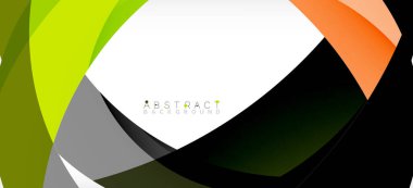 Geometrik soyut arkaplan. Üst üste binen renk şekilleriyle çember oluşturuldu. Duvar Kağıdı, Sancak, Arkaplan, İniş Sayfası için Vektör İllüstrasyonu