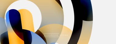 Yuvarlak şekiller daireler ve diğer geometrik şekiller. Duvar kağıdı afişi arkaplan kartı veya iniş sayfası için vektör illüstrasyonu