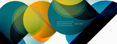 Yuvarlak üçgen çizgileri ve daireleri şekillendirir. Duvar kağıdı afişi arkaplanı veya iniş sayfası için Geometrik vektör çizimi