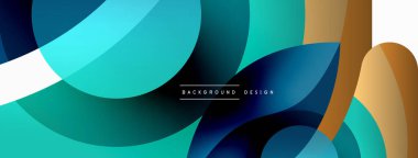 Renkli geometrik şekilli soyut arkaplan. Yuvarlak şekilli, daire ve çizgilerle çok güzel bir arka plan. Geometrik tasarım. Vektör illüstrasyonu