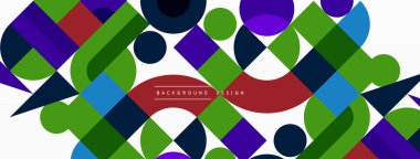 Minimum geometrik soyut arkaplan. Çember kare ve üçgen tasarım. Duvar kağıdı, afiş, arkaplan veya iniş için moda tekno iş şablonu