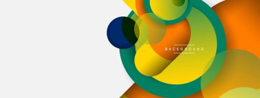 Yaratıcı geometrik duvar kağıdı. Asgari soyut arkaplan. Duvar kağıdı arkaplanı veya iniş sayfası için daire bileşimi vektör çizimi