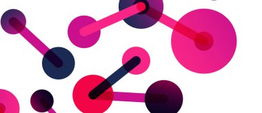 Soyut arkaplan. Yuvarlak noktalar çizgilerle birleşti. Duvar kağıdı, afiş, arkaplan veya iniş için moda tekno iş şablonu