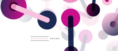 Soyut arkaplan. Yuvarlak noktalar çizgilerle birleşti. Duvar kağıdı, afiş, arkaplan veya iniş için moda tekno iş şablonu