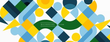 Minimum geometrik soyut arkaplan. Çember kare ve üçgen tasarım. Duvar kağıdı, afiş, arkaplan veya iniş için moda tekno iş şablonu