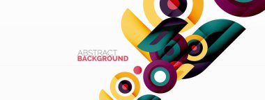 Soyut yuvarlak şekiller arka plan. Minimalist dekorasyon. Çemberleri ve halkaları olan geometrik arkaplan