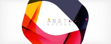 Asgari soyut arkaplan - beyaz üzerine gölge çizgileri ile örtüşen renk şekilleri. Duvar Kağıdı, Sancak, Arkaplan, İniş Sayfası için Vektör İllüstrasyonu