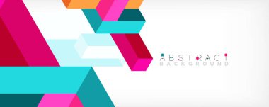 Soyut arkaplan. 3 boyutlu küp, küp elementler ve bloklar. Duvar kağıdı, afiş, arkaplan, iniş sayfası için tekno veya iş konsepti