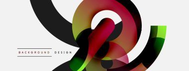 Yuvarlak şekiller daireler ve diğer geometrik şekiller. Duvar kağıdı afişi arkaplan kartı veya iniş sayfası için vektör illüstrasyonu