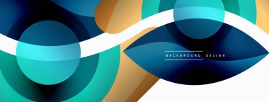 Renkli geometrik şekilli soyut arkaplan. Yuvarlak şekilli, daire ve çizgilerle çok güzel bir arka plan. Geometrik tasarım. Vektör illüstrasyonu