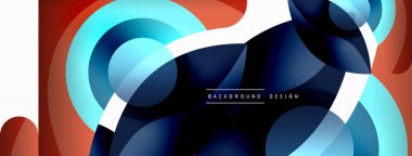 Renkli geometrik şekilli soyut arkaplan. Yuvarlak şekilli, daire ve çizgilerle çok güzel bir arka plan. Geometrik tasarım. Vektör illüstrasyonu